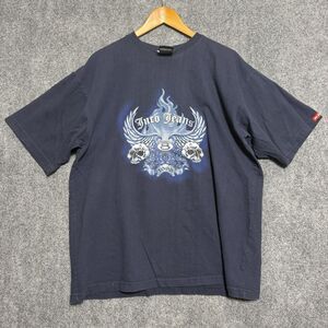 Rare JNCO navy blue flame skull tee 8ball Size XL